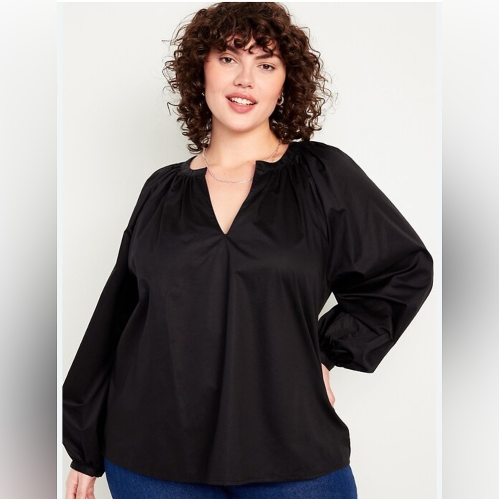 New! Old Navy Long-Sleeve Split-Neck Top Large